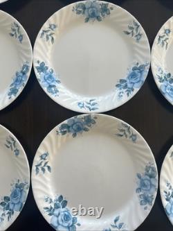Corelle by Corning Blue Velvet White Swirl Dinner Plates 10.25 Set Of 12 USA