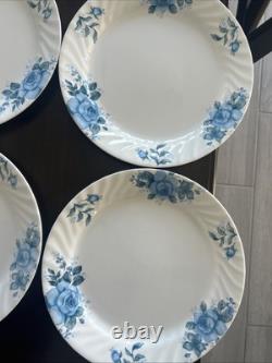 Corelle by Corning Blue Velvet White Swirl Dinner Plates 10.25 Set Of 12 USA