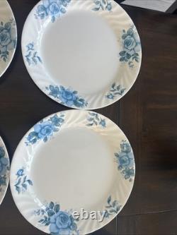 Corelle by Corning Blue Velvet White Swirl Dinner Plates 10.25 Set Of 12 USA
