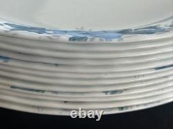 Corelle by Corning Blue Velvet White Swirl Dinner Plates 10.25 Set Of 12 USA