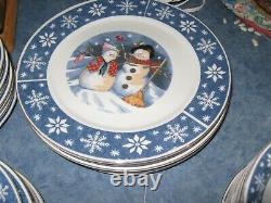 Crofton SNOWMAN HOLIDAY DISHES China LOT 38 PIECE CHRISTMAS DINNERWARE SNOWFLAKE