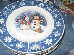 Crofton SNOWMAN HOLIDAY DISHES China LOT 38 PIECE CHRISTMAS DINNERWARE SNOWFLAKE