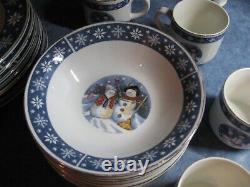 Crofton SNOWMAN HOLIDAY DISHES China LOT 38 PIECE CHRISTMAS DINNERWARE SNOWFLAKE