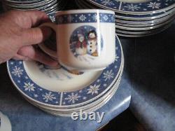 Crofton SNOWMAN HOLIDAY DISHES China LOT 38 PIECE CHRISTMAS DINNERWARE SNOWFLAKE