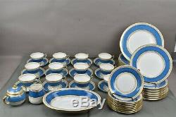 Crown Staffordshire Demitasse Blue & Gold Service for 12 Fine China England 63pc