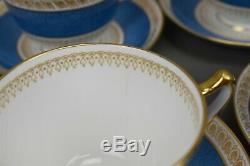 Crown Staffordshire Demitasse Blue & Gold Service for 12 Fine China England 63pc