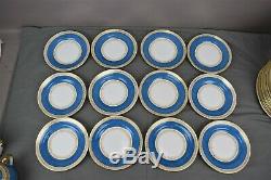 Crown Staffordshire Demitasse Blue & Gold Service for 12 Fine China England 63pc