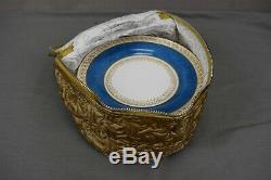 Crown Staffordshire Demitasse Blue & Gold Service for 12 Fine China England 63pc