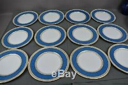 Crown Staffordshire Demitasse Blue & Gold Service for 12 Fine China England 63pc