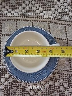 Currier & Ives Blue Dinnerware Set 4 Place Settings 24 Pc. & 2 Serving Royal USA