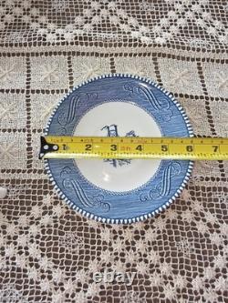 Currier & Ives Blue Dinnerware Set 4 Place Settings 24 Pc. & 2 Serving Royal USA