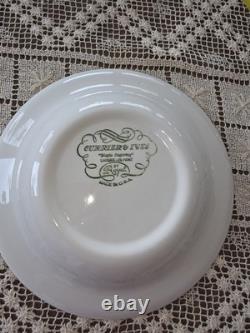 Currier & Ives Blue Dinnerware Set 4 Place Settings 24 Pc. & 2 Serving Royal USA