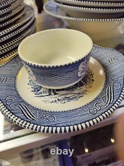 Currier Ives Lot The Old Grist Mill Vintage Royal China Plates, Etc