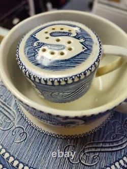 Currier Ives Lot The Old Grist Mill Vintage Royal China Plates, Etc