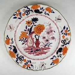 Davenport Pottery Antique Plate Orissa Pattern Orange & Blue Vases, Flowers