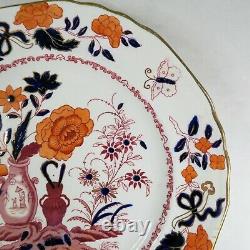 Davenport Pottery Antique Plate Orissa Pattern Orange & Blue Vases, Flowers