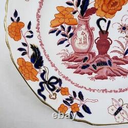 Davenport Pottery Antique Plate Orissa Pattern Orange & Blue Vases, Flowers