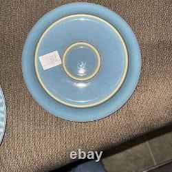 Denby Azure Shell Blue Dinner Plate Salad Plate Made in England Set Of 2 Rare