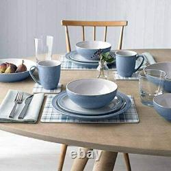 Denby Elements 4 Piece Dinner Plate Set, Blue