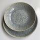 Denby England Halo Speckle Gray Blue (4) Pasta Bowls (4) Coupe Dinner Plate Set