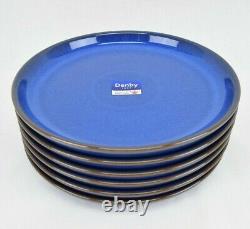 Denby Imperial Blue Med 10 in Dinner Plates Freeze Microwave Oven Dishwasher x6