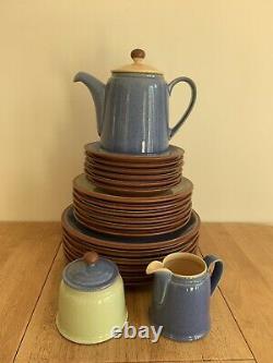 Denby Juice Set 6 Each Of Dinner, Salad & Side Plates & Teapot, Milk &Sugar