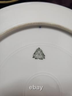 Depose Limoges France Cobalt Flow Blue With Gold Dinner Plates Set Of 11