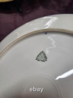 Depose Limoges France Cobalt Flow Blue With Gold Dinner Plates Set Of 11