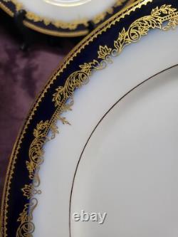 Depose Limoges France Cobalt Flow Blue With Gold Dinner Plates Set Of 11