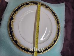 Depose Limoges France Cobalt Flow Blue With Gold Dinner Plates Set Of 11