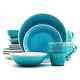 Dinnerware Service Set 16 Piece Ceramic Turquoise Dishes Plates Bowls Mugs Glaze