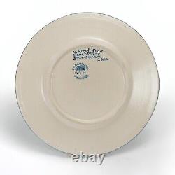 Dorchester Pottery scroll dinner plate 10 5/8 dia. Blue & white stoneware CAH