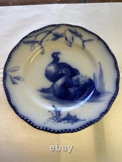 Doulton Burslem Flow Blue Christmas Turkey Dinner Plate Mistletoe Holly 10.25
