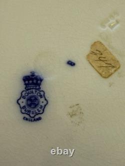 Doulton Burslem Flow Blue Christmas Turkey Dinner Plate Mistletoe Holly 10.25