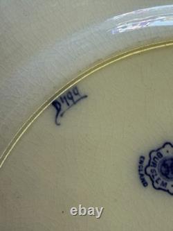 Doulton Burslem Flow Blue Christmas Turkey Dinner Plate Mistletoe Holly 10.25