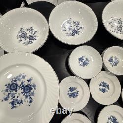 ENOCH WEDGWOOD ROYAL BLUE Tunstall England Ironstone 36 Pieces Set Service