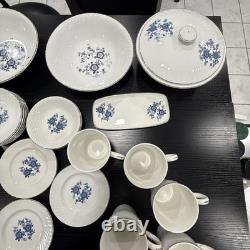 ENOCH WEDGWOOD ROYAL BLUE Tunstall England Ironstone 36 Pieces Set Service