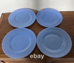 Effetre Murano Italy Plates Translucent Blue Glass Lot of 4 10 Dinner RARE GUC