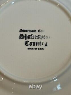 Eight (8)Shakespeare Country Homer Laughlin Dinner Plate Stratwood Blue Leaves