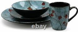 Elama Floral Accents 16-piece Stoneware Dish Dinnerware Set Service For 4