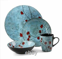 Elama Floral Accents 16-piece Stoneware Dish Dinnerware Set Service For 4