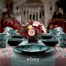 Elama Floral Accents 16-piece Stoneware Dish Dinnerware Set Service For 4