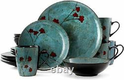 Elama Floral Accents 16-piece Stoneware Dish Dinnerware Set Service For 4