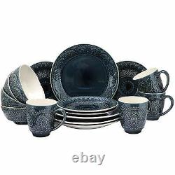 Elama Petra 16-piece Stoneware Dinnerware Set Dinner Plates Bowls Mugs Gift