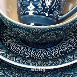 Elama Petra 16-piece Stoneware Dinnerware Set Dinner Plates Bowls Mugs Gift