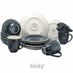 Elama Petra 16-piece Stoneware Dinnerware Set Dinner Plates Bowls Mugs Gift