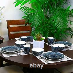 Elama Petra 16-piece Stoneware Dinnerware Set Dinner Plates Bowls Mugs Gift