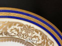 Elegant Set Of 8 HW(Heinrich Winterling) 10&3/4 Dinner Plates 22K Gold Blue