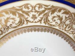 Elegant Set Of 8 HW(Heinrich Winterling) 10&3/4 Dinner Plates 22K Gold Blue