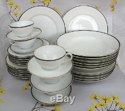 Elegant vintage MS &Staubler Dinner Service for 6. Blue & gilt band edge plates